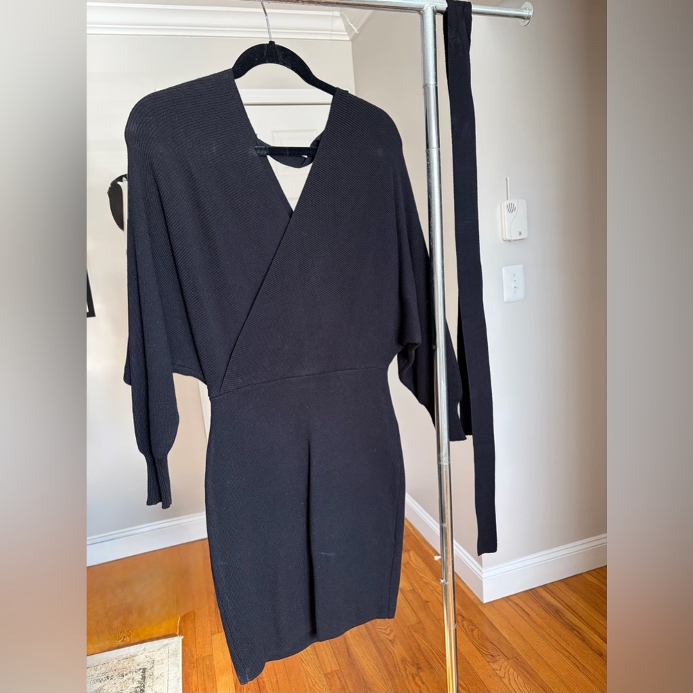 Black Wrap-Style Sweater Drew with belt